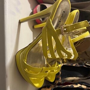 Bebe Vibrant Yellow Strappy Heels